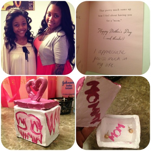 Tyasia created a jewelry box for me out of mud clay. She even tried to draw the Chanel sign on it. This was such a thoughtful gift because I have 1 regular jewelry box for cosmetic jewelry, but I was using a shot glass to keep the 3 important earrings I love to wear. This is something I can cherish forever!